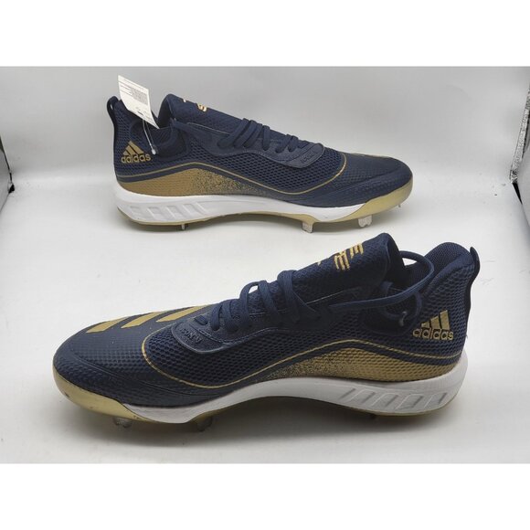 Adidas Icon V Boost Baseball Cleats Men's 13.5 Navy Gold Metal Three Stripe Life - Picture 3 of 13